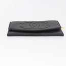 CHANEL COCO Mark Pouch Caviar Skin Black Gold CC Auth 185262V-6