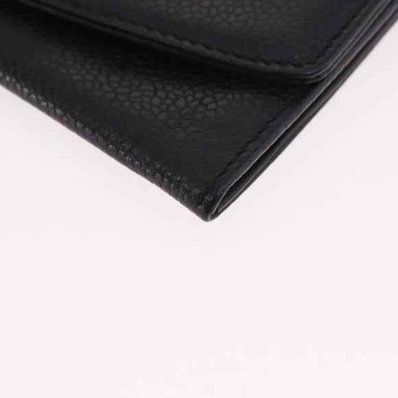 CHANEL COCO Mark Pouch Caviar Skin Black Gold CC Auth 185262V