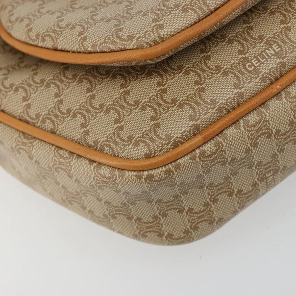 CELINE Macadam Canvas Shoulder Bag PVC Beige Gold Auth 185263