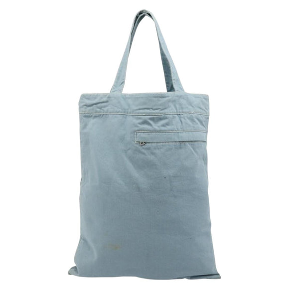 PRADA Sports Line Tote Bag Canvas Light Blue Silver Auth 185264