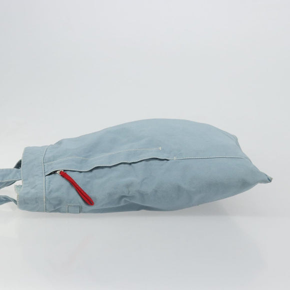 PRADA Sports Line Tote Bag Canvas Light Blue Silver Auth 185264