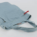 PRADA Sports Line Tote Bag Canvas Light Blue Silver Auth 185264-6