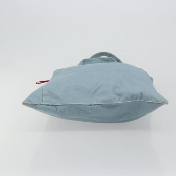 PRADA Sports Line Tote Bag Canvas Light Blue Silver Auth 185264