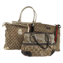 GUCCI GG Canvas GG Crystal Web Sherry Line Bag Coated Canvas 4 Set Auth 185272-1