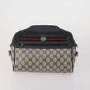 GUCCI GG Supreme Sherry Line Shoulder Bag PVC 3 Set Navy Beige Auth 185273-2