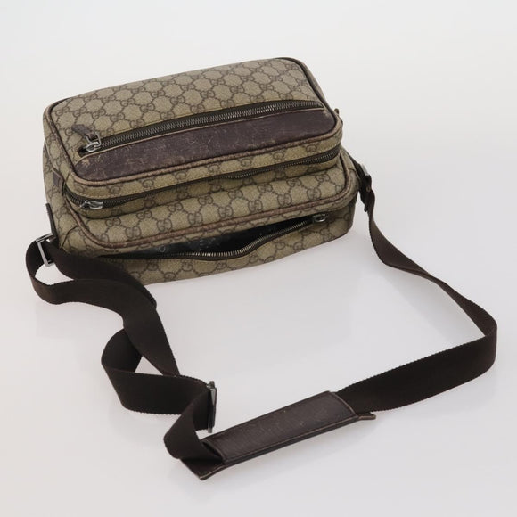 GUCCI GG Supreme Sherry Line Shoulder Bag PVC 3 Set Navy Beige Auth 185273