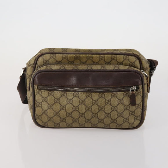 GUCCI GG Supreme Sherry Line Shoulder Bag PVC 3 Set Navy Beige Auth 185273
