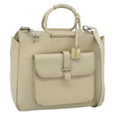 GUCCI Hand Bag Leather 2way White Silver 000 2058 0307 5 Auth 185278-1
