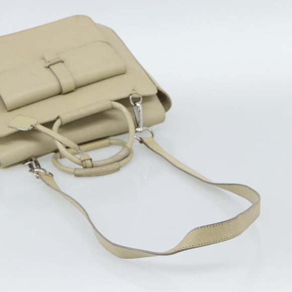 GUCCI Hand Bag Leather 2way White Silver 000 2058 0307 5 Auth 185278
