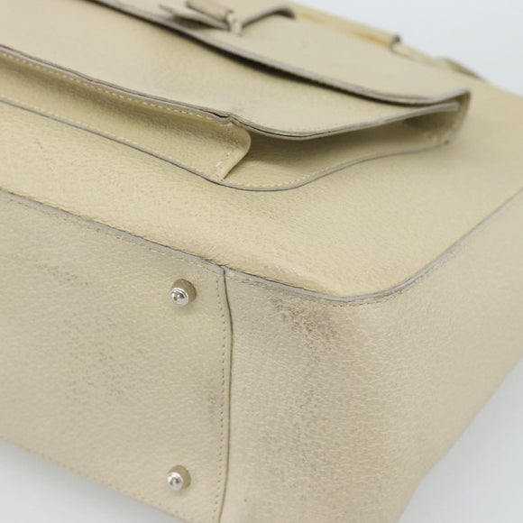 GUCCI Hand Bag Leather 2way White Silver 000 2058 0307 5 Auth 185278