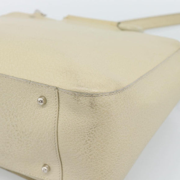 GUCCI Hand Bag Leather 2way White Silver 000 2058 0307 5 Auth 185278