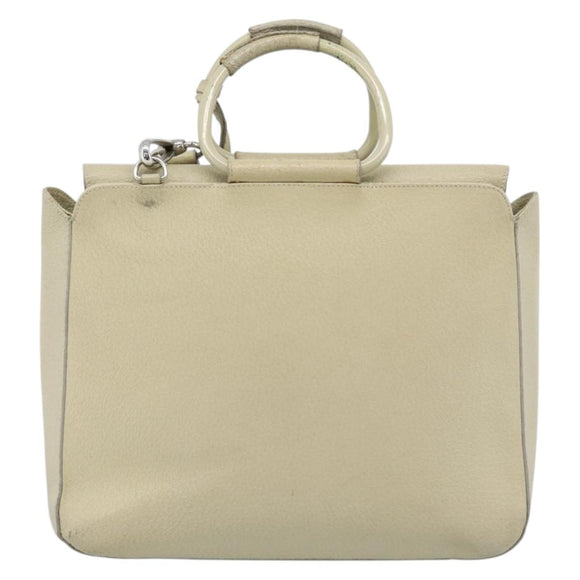 GUCCI Hand Bag Leather 2way White Silver 000 2058 0307 5 Auth 185278