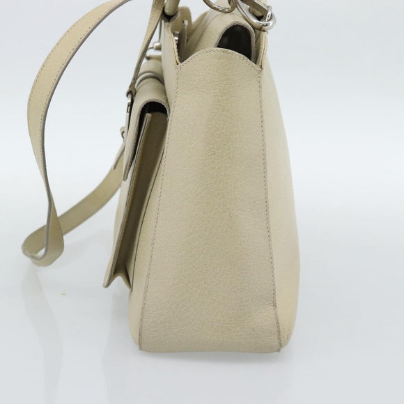 GUCCI Hand Bag Leather 2way White Silver 000 2058 0307 5 Auth 185278