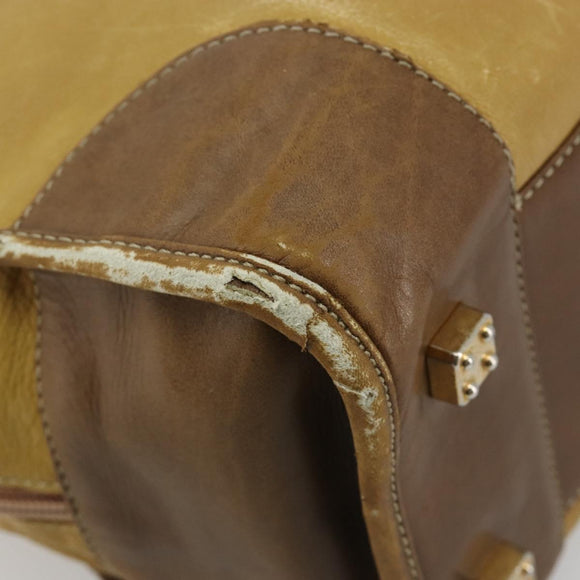 LOEWE Anagram Amazonas Handtasche Leder Beige Gold Auth 185279