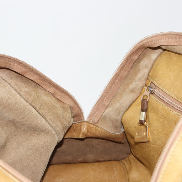 LOEWE Anagram Amazonas Handtasche Leder Beige Gold Auth 185279