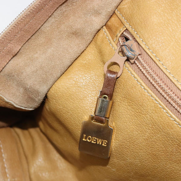 LOEWE Anagram Amazonas Handtasche Leder Beige Gold Auth 185279