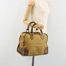 LOEWE Anagram Amazonas Handtasche Leder Beige Gold Auth 185279-22