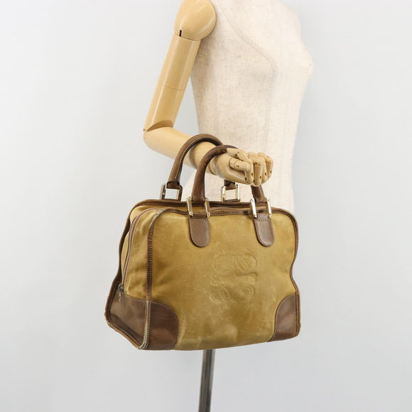 LOEWE Anagram Amazonas Handtasche Leder Beige Gold Auth 185279