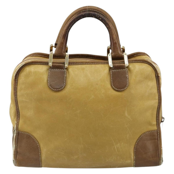 LOEWE Anagram Amazonas Handtasche Leder Beige Gold Auth 185279