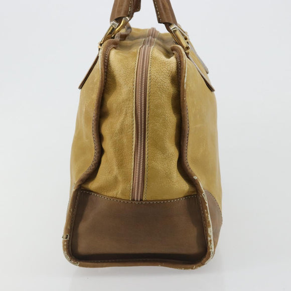LOEWE Anagram Amazonas Handtasche Leder Beige Gold Auth 185279