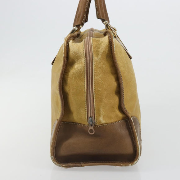 LOEWE Anagram Amazonas Handtasche Leder Beige Gold Auth 185279