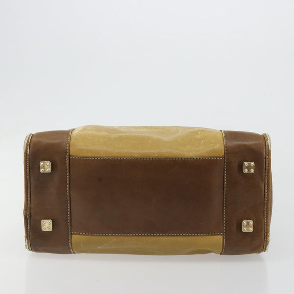 LOEWE Anagram Amazonas Handtasche Leder Beige Gold Auth 185279