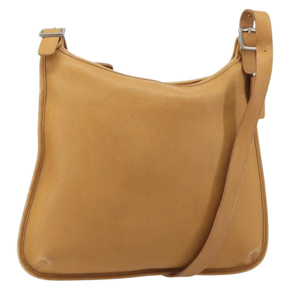 Coach Shoulder Bag Leather Brown Silver Auth 185288