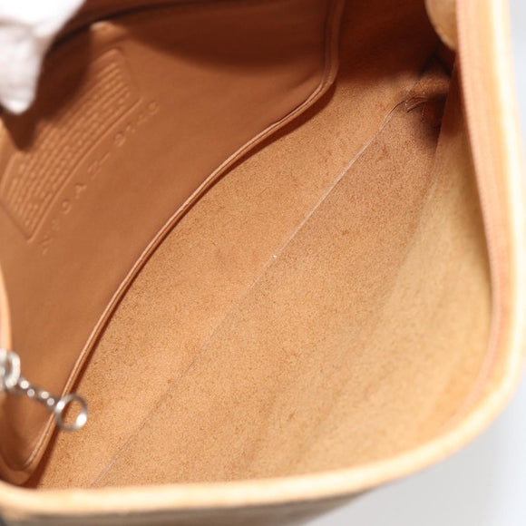 Coach Shoulder Bag Leather Brown Silver Auth 185288