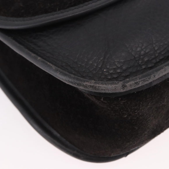 Coach Shoulder Bag Suede Black Gold Auth 185289
