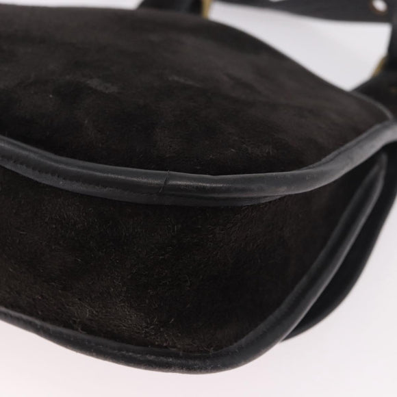 Coach Shoulder Bag Suede Black Gold Auth 185289