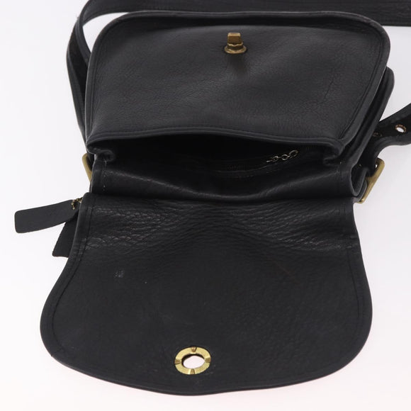 Coach Shoulder Bag Suede Black Gold Auth 185289