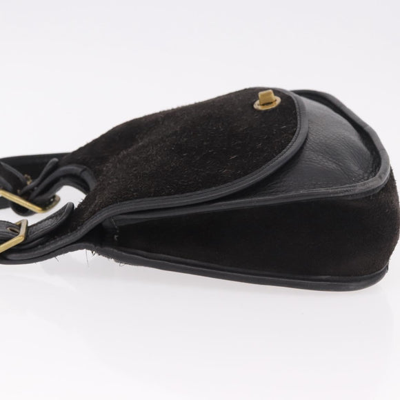 Coach Shoulder Bag Suede Black Gold Auth 185289