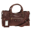 BALENCIAGA The Giant Part-Time Bag Leather 2way Brown Gold 173082 Auth 185300SM-1