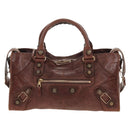 BALENCIAGA The Giant Part-Time Bag Leather 2way Brown Gold 173082 Auth 185300SM-13