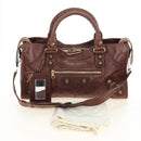 BALENCIAGA The Giant Part-Time Bag Leather 2way Brown Gold 173082 Auth 185300SM-12