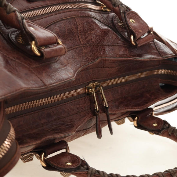 BALENCIAGA The Giant Part-Time Bag Leather 2way Brown Gold 173082 Auth 185300SM