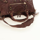 BALENCIAGA The Giant Part-Time Bag Leather 2way Brown Gold 173082 Auth 185300SM-9