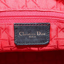 Christian Dior Canage Lady Dior Hand Bag Lamb Skin Black Gold Auth 185302M-19
