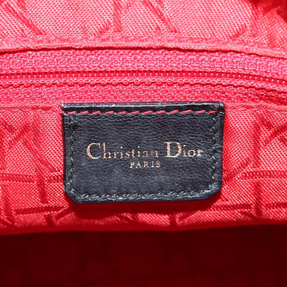 Christian Dior Canage Lady Dior Hand Bag Lamb Skin Black Gold Auth 185302M