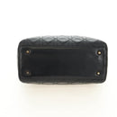 Christian Dior Canage Lady Dior Hand Bag Lamb Skin Black Gold Auth 185302M-5