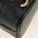 CHANEL Triple Coco Shoulder Bag Caviar Skin Black Gold CC Auth 185305SV-15