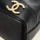 CHANEL Triple Coco Shoulder Bag Caviar Skin Black Gold CC Auth 185305SV-9