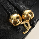 CHANEL Triple Coco Shoulder Bag Caviar Skin Black Gold CC Auth 185305SV-23