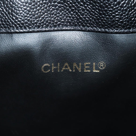 CHANEL Triple Coco Shoulder Bag Caviar Skin Black Gold CC Auth 185305SV