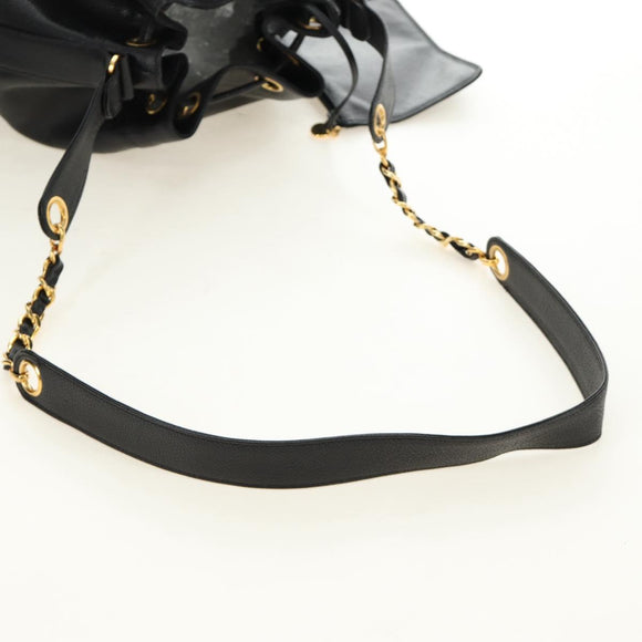 CHANEL Triple Coco Shoulder Bag Caviar Skin Black Gold CC Auth 185305SV