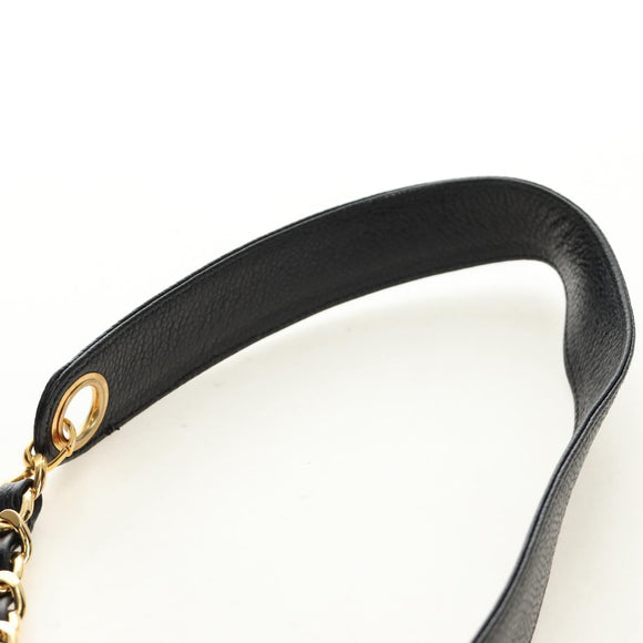 CHANEL Triple Coco Shoulder Bag Caviar Skin Black Gold CC Auth 185305SV