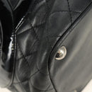 CHANEL Cambon Line Matelasse Tote Bag Leather Black Silver CC Auth 185306V-10