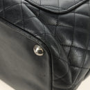 CHANEL Cambon Line Matelasse Tote Bag Leather Black Silver CC Auth 185306V-13