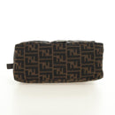FENDI Zucca Canvas Mamma Baguette Shoulder Bag Black Brown Auth 185309M-5