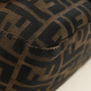 FENDI Zucca Canvas Mamma Baguette Shoulder Bag Black Brown Auth 185309M-16
